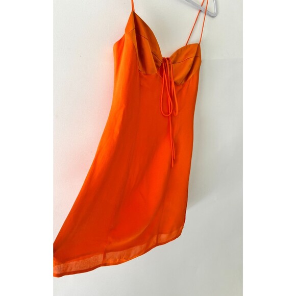 Reformation Ocean Dress Size 4 Orange Sweetheart-Neck Woven Mini Slip Dress - Picture 2 of 15